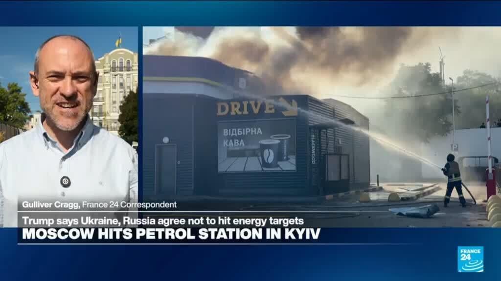 Russian drone strike on Kyiv petrol station casts doubt on Trump's claimed energy truce