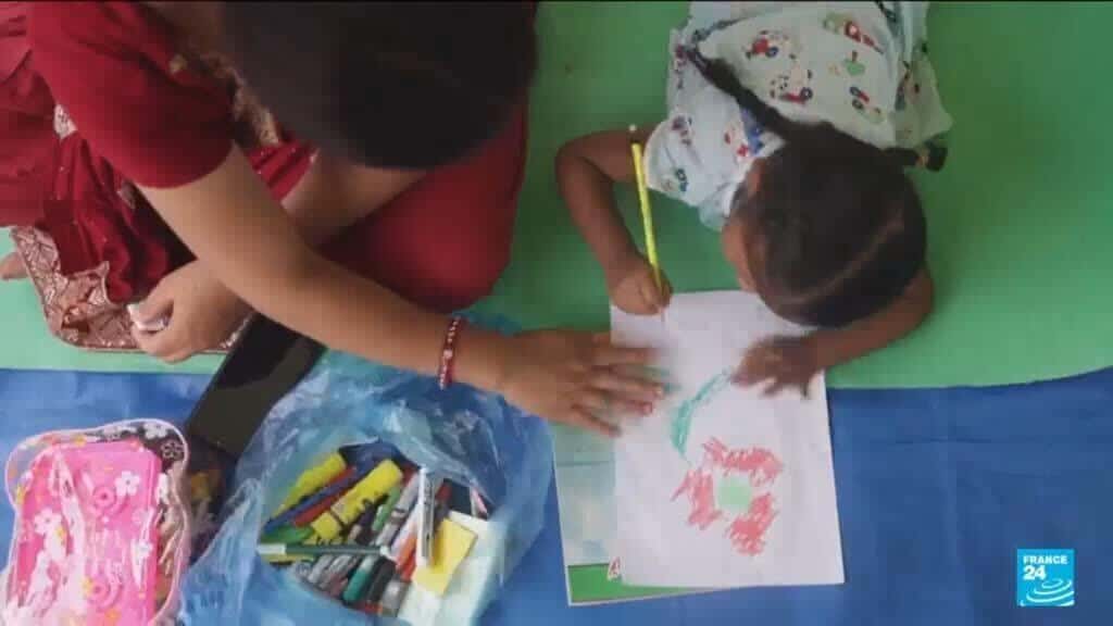 Temporary education centres support flood-displaced children in Nepal